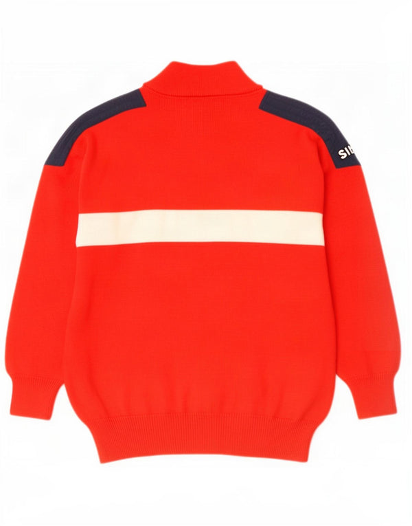 Silvy Herre Zip Neck Jumper Sweater IT 50 Medium Rød Colourblock Uld