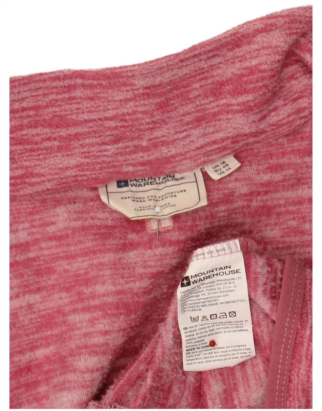 Mountain Warehouse Fleecejakke til kvinder UK 18 XL Pink Flecked Polyester