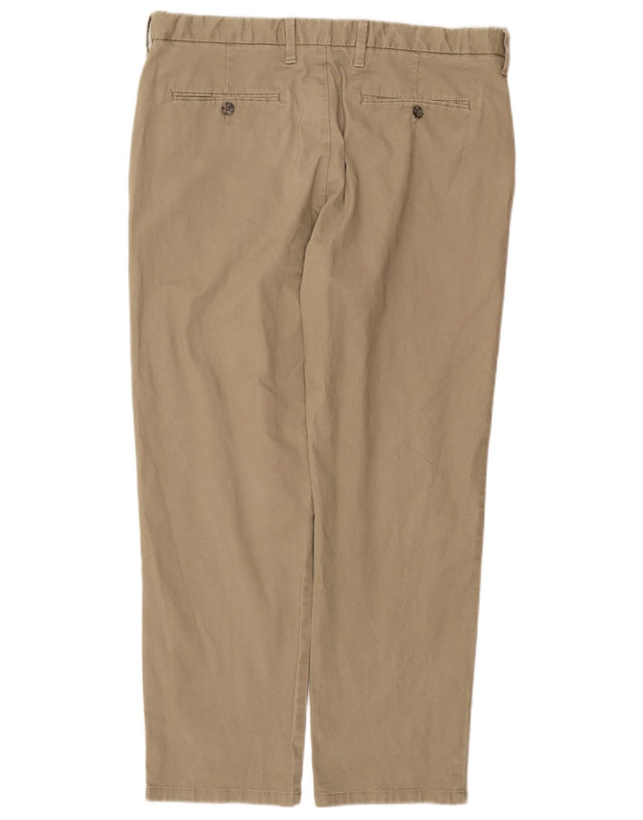 Marks & Spencer Herre Regular Straight Chino Bukser W36 L29 Beige Bomuld