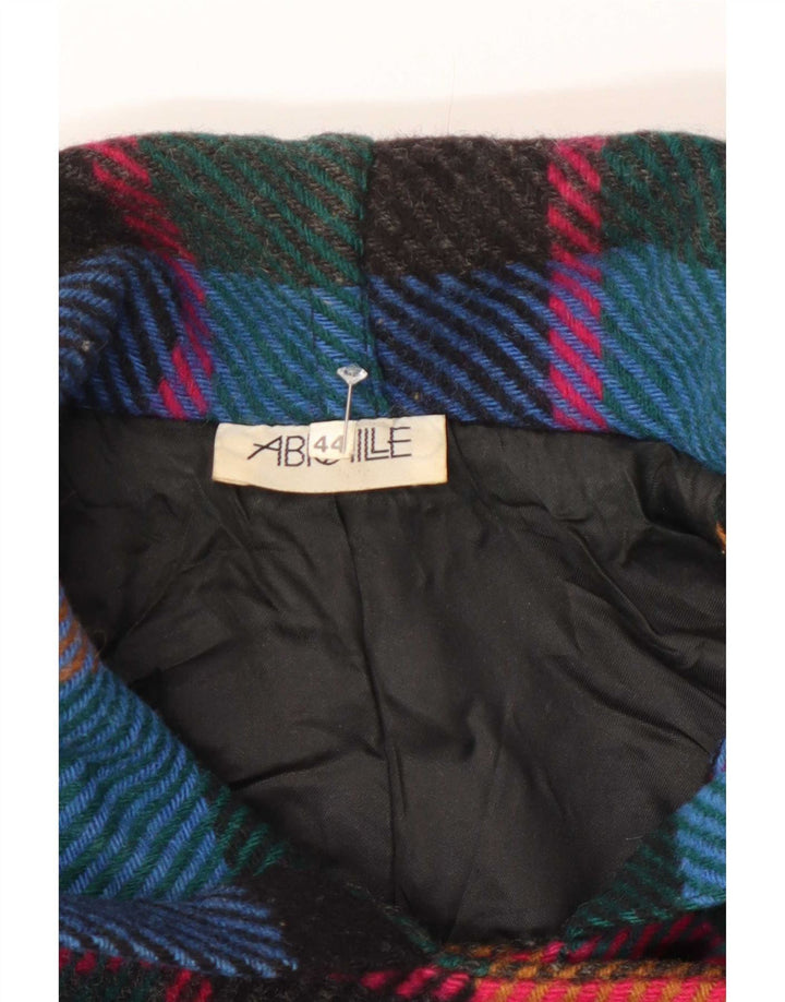 Vintage Dame Hætte Dobbeltradet Frakke EU 44 XL Flerfarvet Plaid