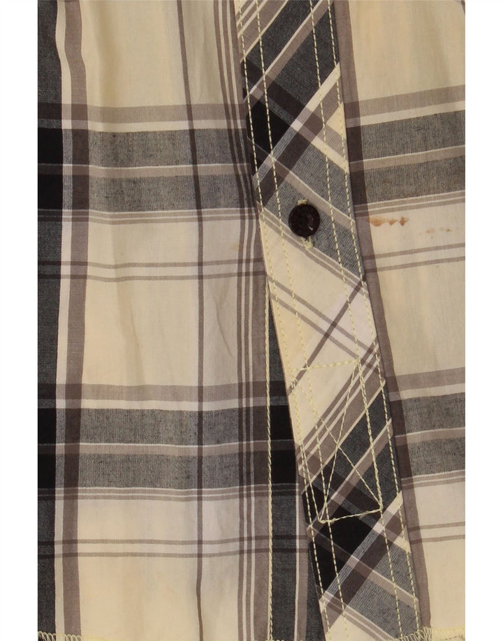 Lee Kortærmet Militærskjorte til mænd Medium Beige Plaid Bomuld