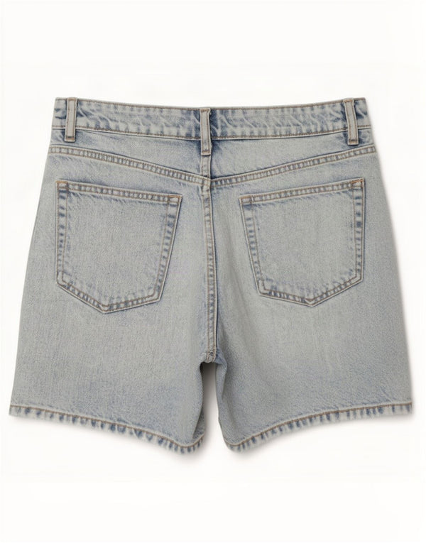 Zara Dame højtaljede Loose Fit denimshorts EU 36 XS W26 Blå Bomuld