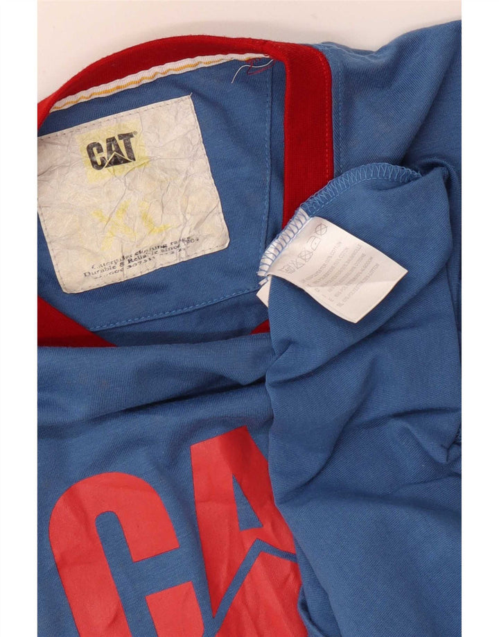 Caterpillar Herre grafisk T-shirt Top XL Blå Polyester