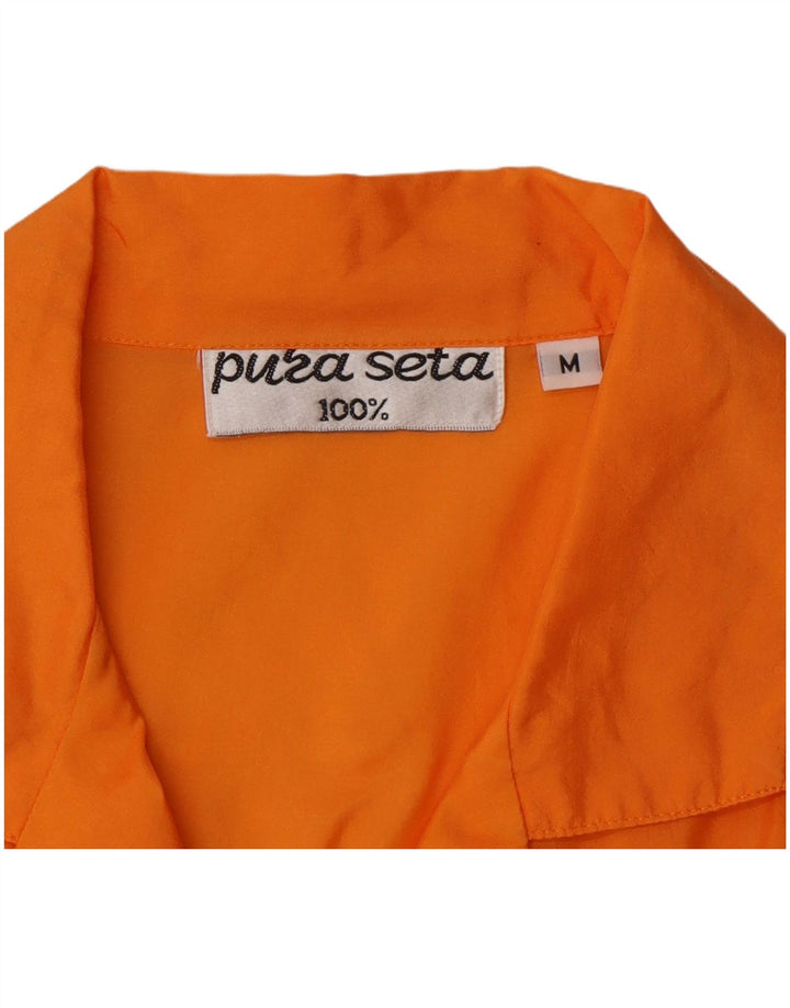 Vintage ærmeløs skjortebluse til kvinder UK 14 Medium Orange