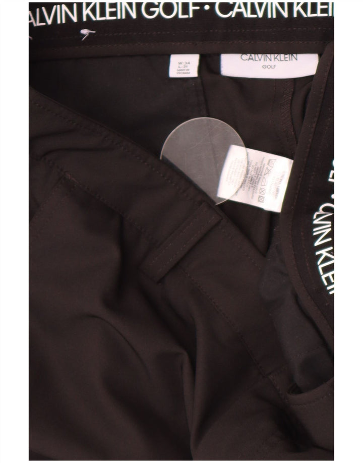 Calvin Klein Lige Chinobukser til mænd W34 L31 Sort polyester