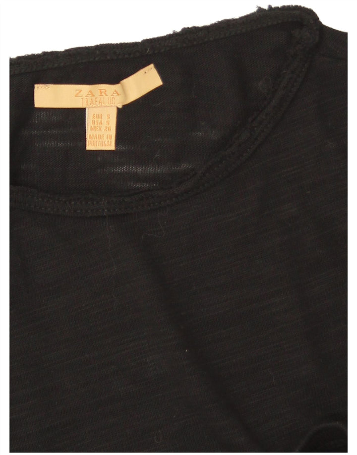Zara Dame Trafaluc Crop Oversized Top Langærmet UK 10 Lille Sort