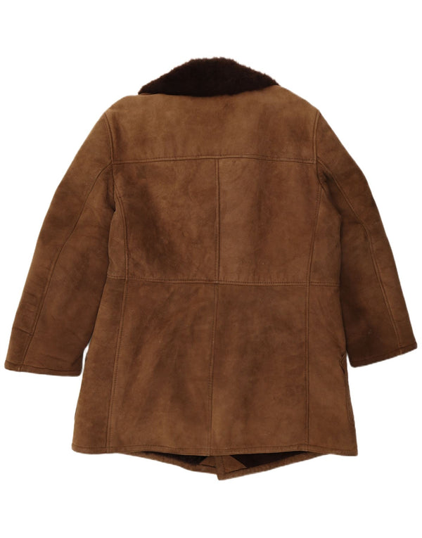 Vintage Herre Shearling Double Breasted Coat IT 54 2XL Brun Shearling