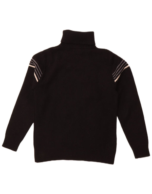 LEVI'S Dame Rullehalstrøje UK 10 Lille sortstribet lammeuld