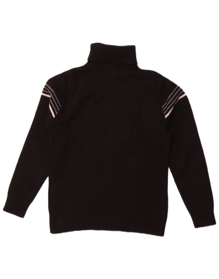 LEVI'S Dame Rullehalstrøje UK 10 Lille sortstribet lammeuld