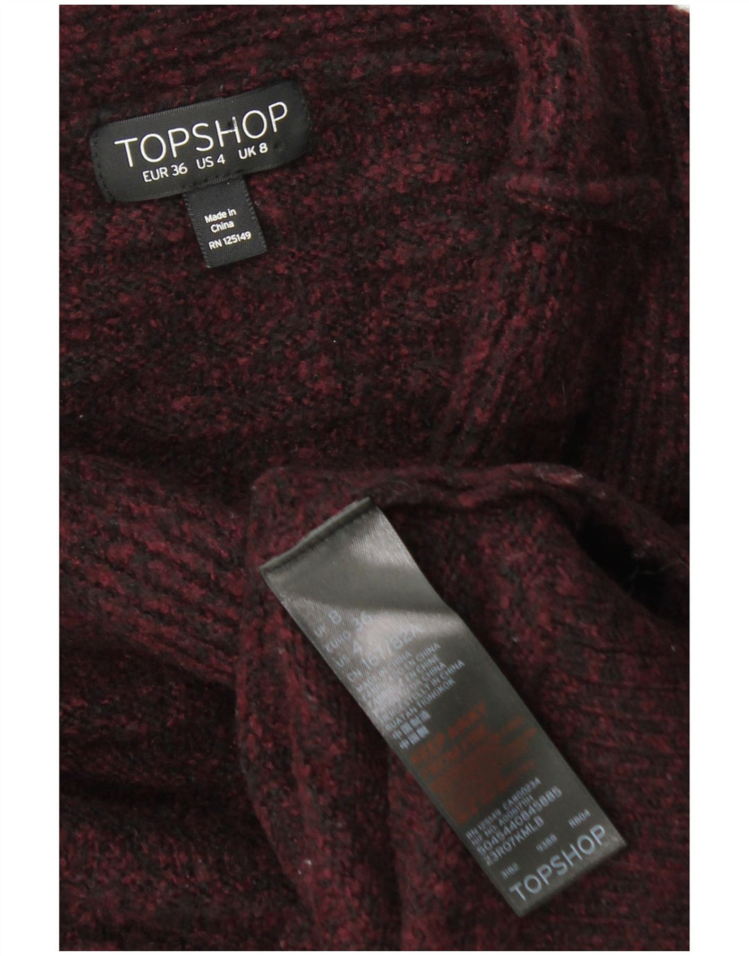 TOPSHOP Dame Turtle Neck Sweater UK 8 Small Bourgogne Flecked