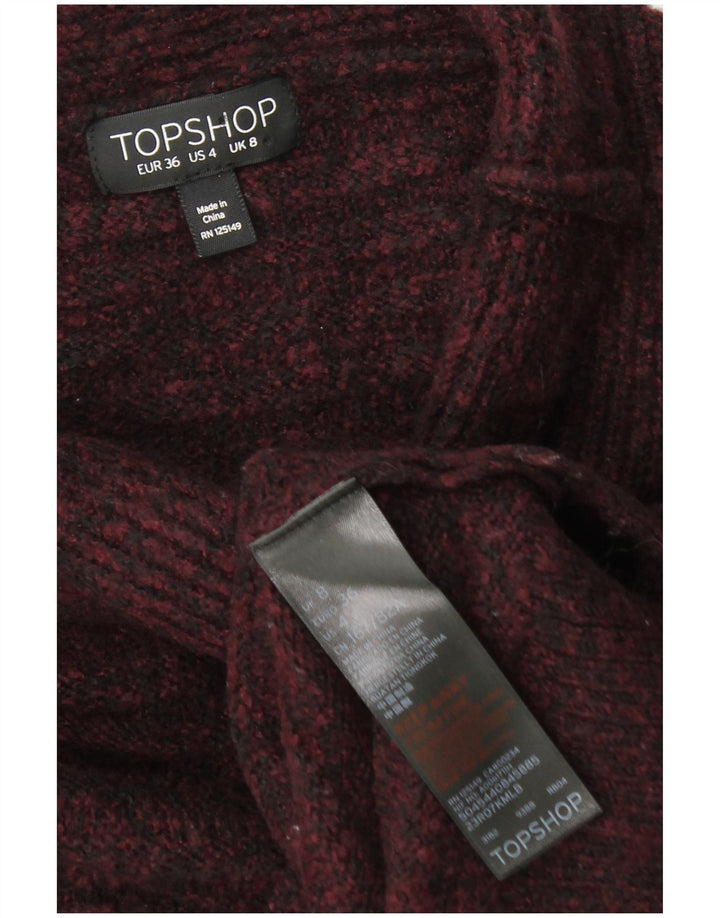 TOPSHOP Dame Turtle Neck Sweater UK 8 Small Bourgogne Flecked