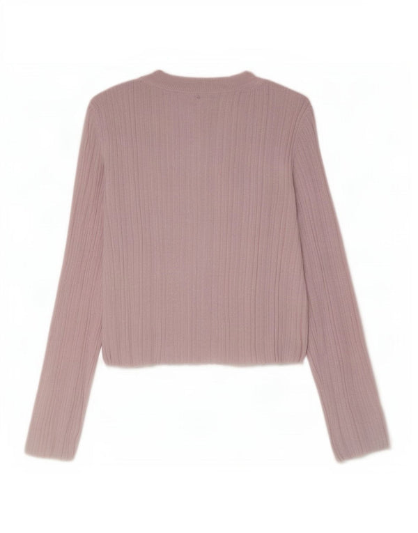 Zara Womens Crop Top Langærmet UK 12 Medium Pink Viscose
