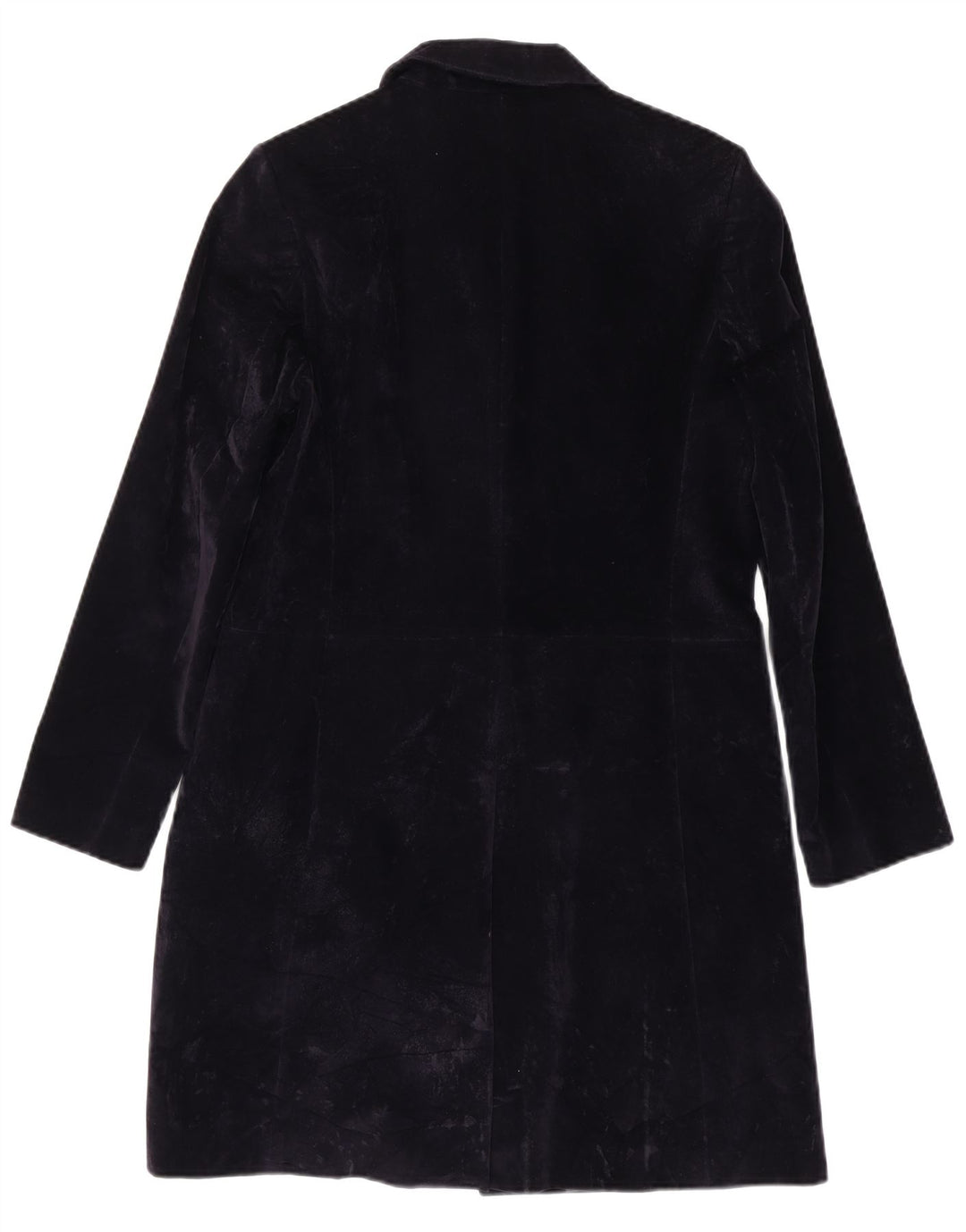 Stefanel Dame Velvet Overcoat UK 10 Small Navy Blue Bomuld