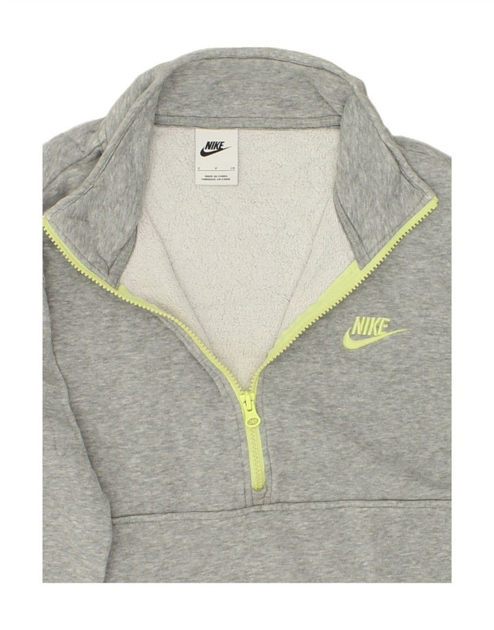 NIKE Mens Zip Neck Sweatshirt Jumper Small Grey Cotton Vintage Nike and Second-Hand Nike from Messina Hembry 