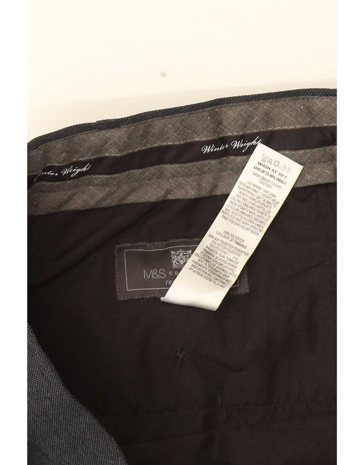 Marks & Spencer Herre lige jakkesætsbukser W42 L29 Marineblå polyester