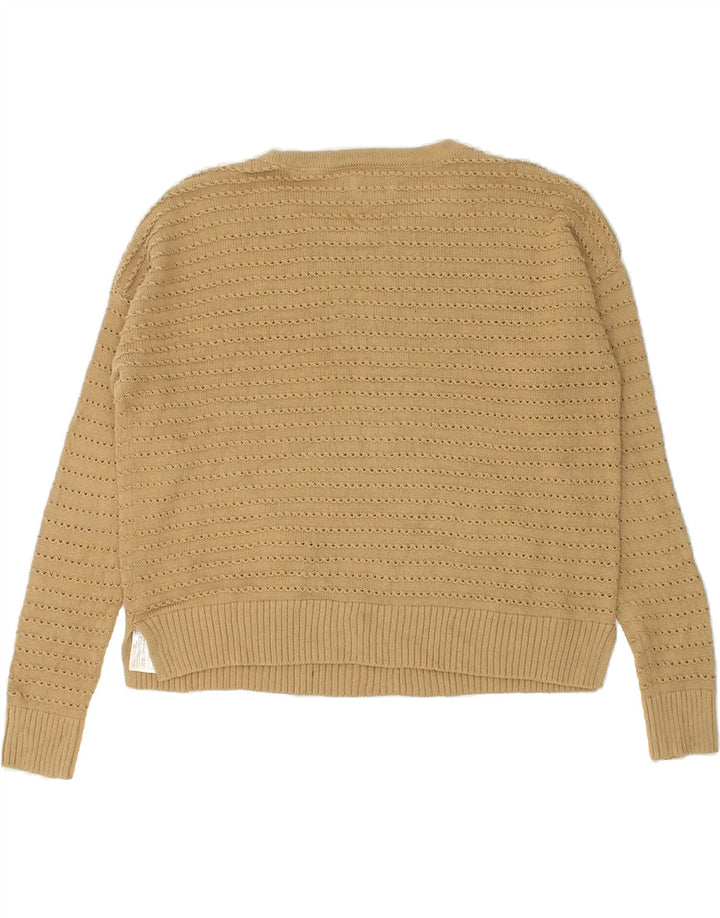 JACK WILLS Womens Oversized Boat Neck Jumper Sweater UK 10 Small Brown Vintage Jack Wills and Second-Hand Jack Wills from Messina Hembry 