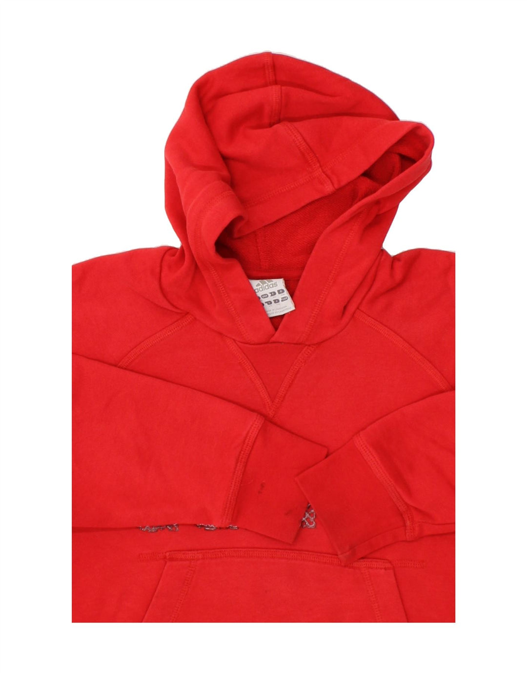 ADIDAS Boys Graphic Hoodie Jumper 7-8 Years Medium Red Cotton Vintage Adidas and Second-Hand Adidas from Messina Hembry 