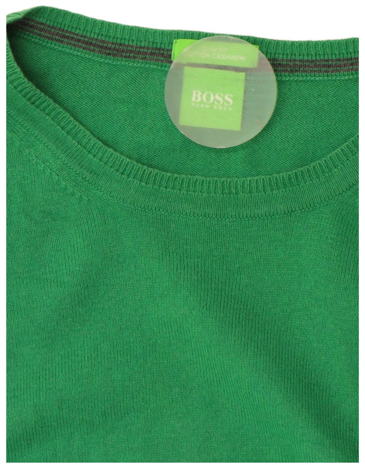 Hugo Boss Herre Slim Fit Crew Neck Jumper Sweater XL Grøn Bomuld