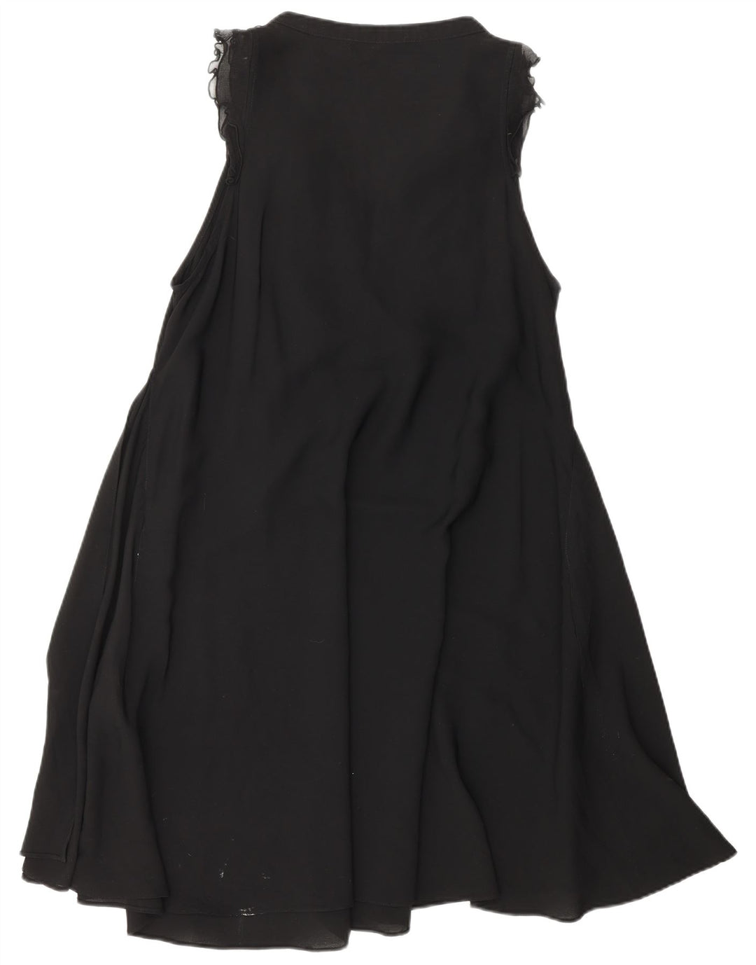 ZARA Dame Flæse Front A-Line Kjole UK 18 XL Sort Polyester