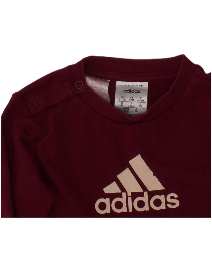ADIDAS grafisk sweatshirt til babypiger 9-12 måneder Bourgogne bomuld