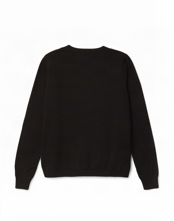 Marks & Spencer Dame Grafisk Boat Neck Jumper Sweater UK 12 Medium Black