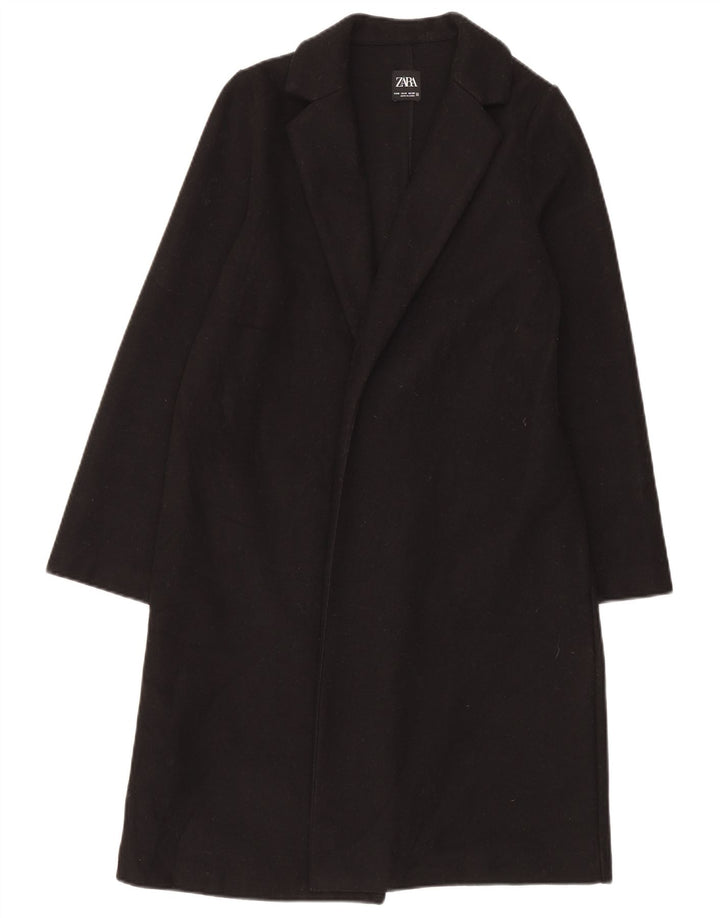 Zara Womens Open Overcoat UK 14 Medium Black