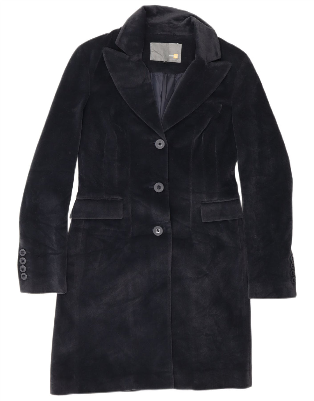 Vintage overfrakke til kvinder UK 10 Lille marineblå polyester