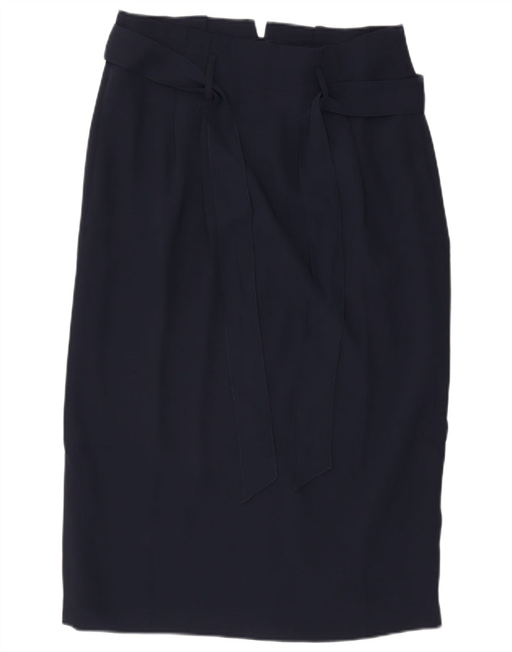 Boden Dame Midi Pencil Skirt UK 14 Large W32 Navy Blue Polyester