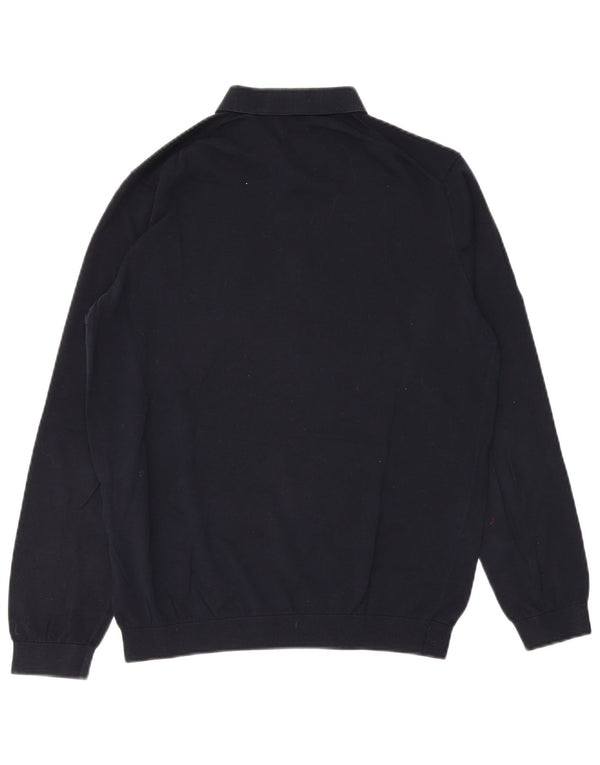 Massimo Dutti Herre Polo Neck Jumper Sweater XL Navy Blue Bomuld