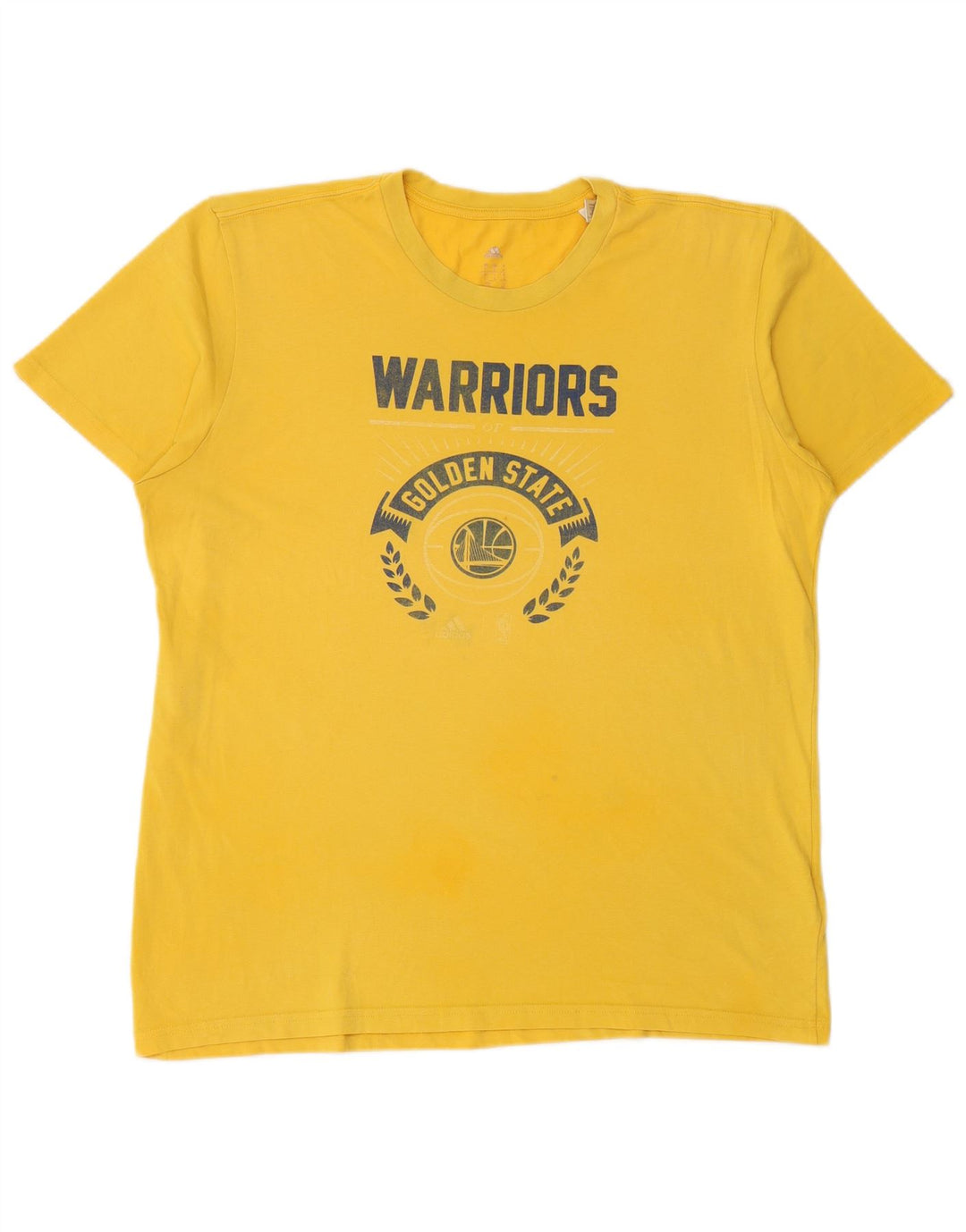 ADIDAS Herre Golden State Warriors Grafisk T-Shirt Top Stor Gul Bomuld