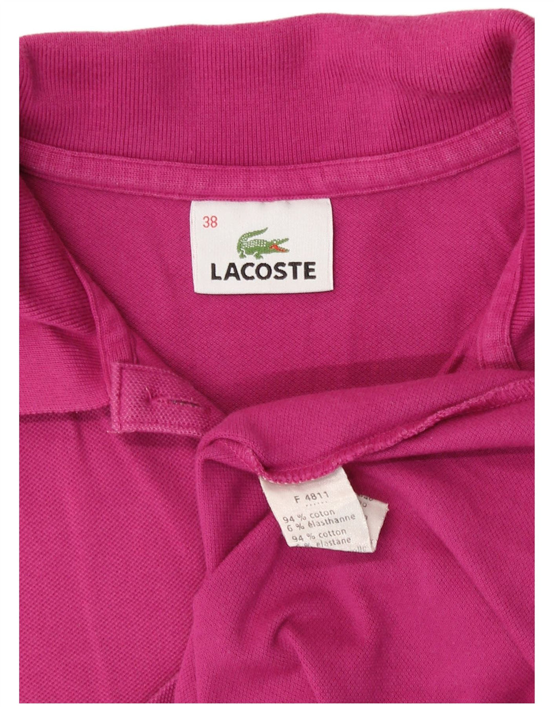 Lacoste Dame ærmeløs polo shirt størrelse 38 Medium Pink Bomuld