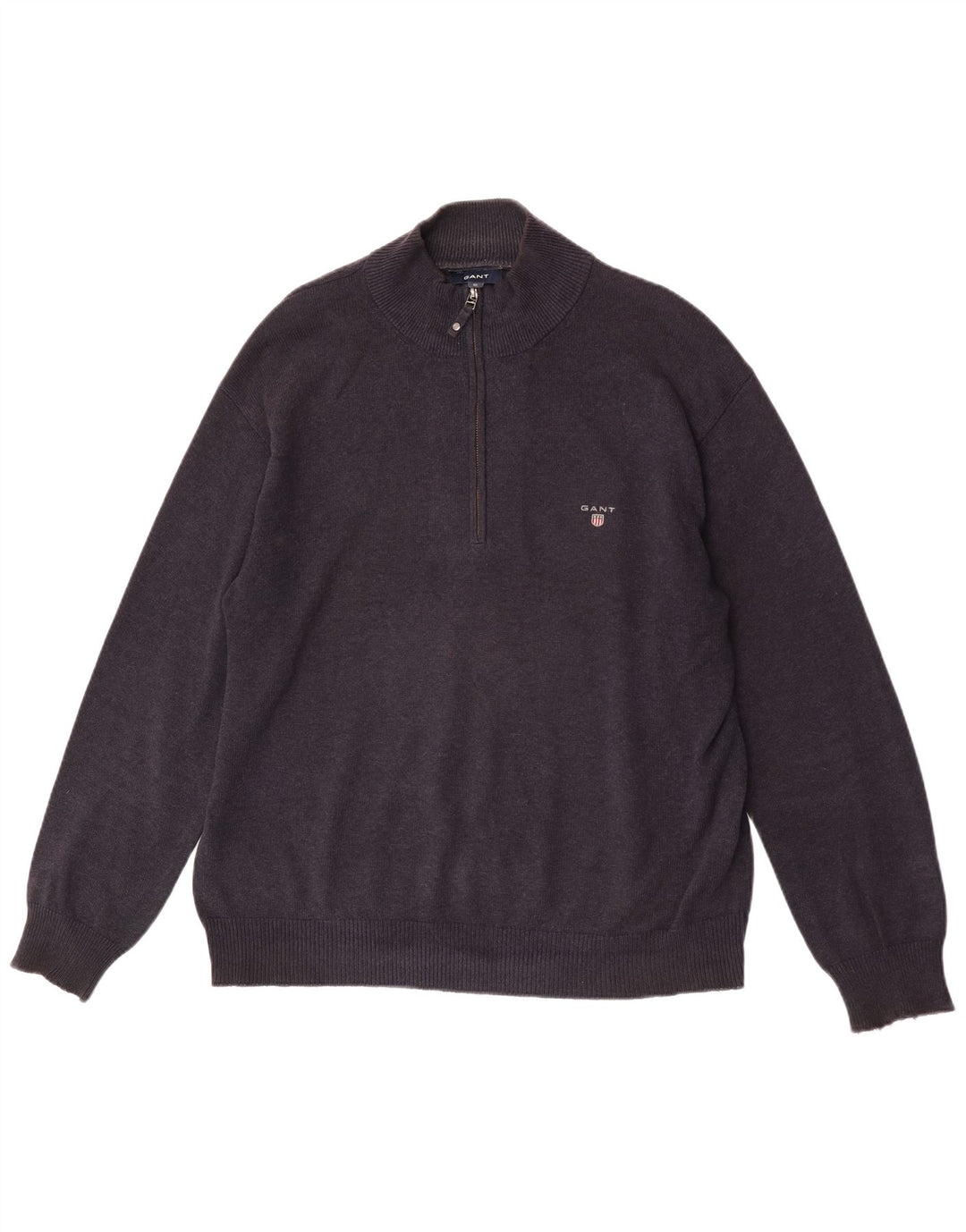 Gant Herre Zip Neck Jumper Sweater XL Navy Blue Bomuld