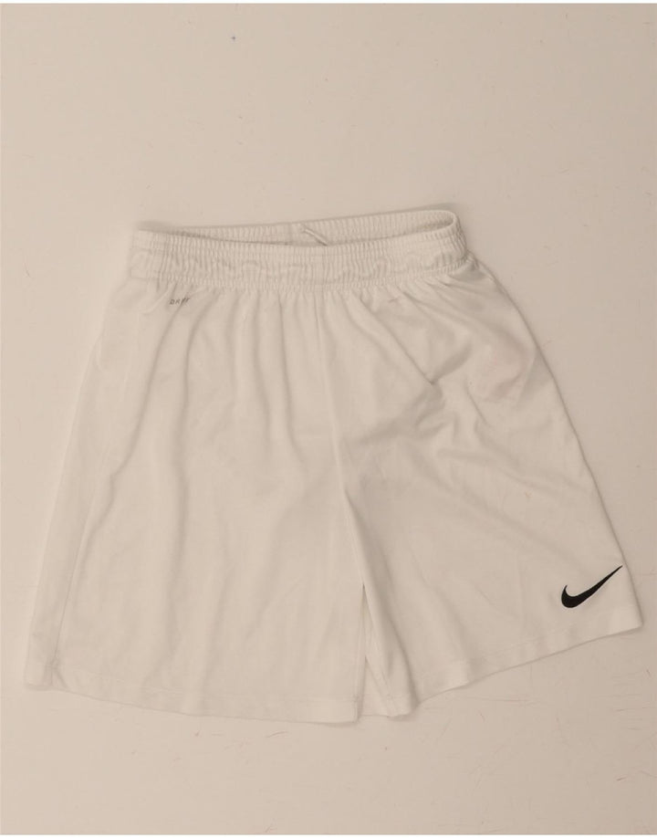 NIKE Boys Dri Fit Sport Shorts 12-13 Years Large White Polyester Vintage Nike and Second-Hand Nike from Messina Hembry 