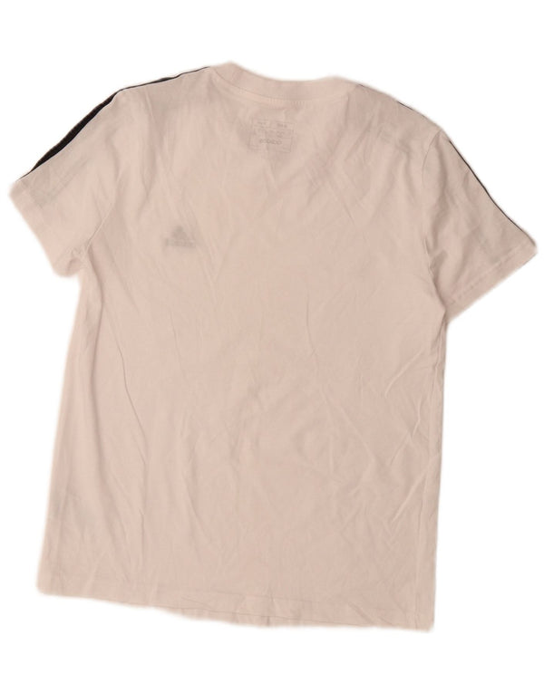 Adidas Dame Slim Fit T-Shirt Top UK 12/14 Medium White Bomuld