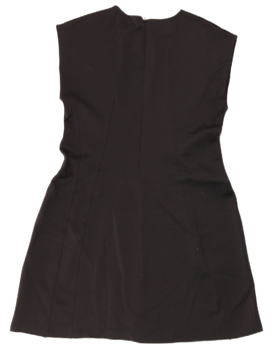 Zara Dame Ærmeløs A-Line Kjole UK 14 Stor Sort Polyester