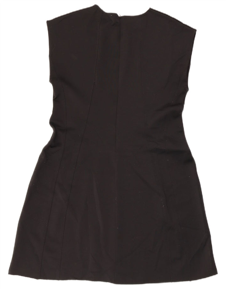 Zara Dame Ærmeløs A-Line Kjole UK 14 Stor Sort Polyester