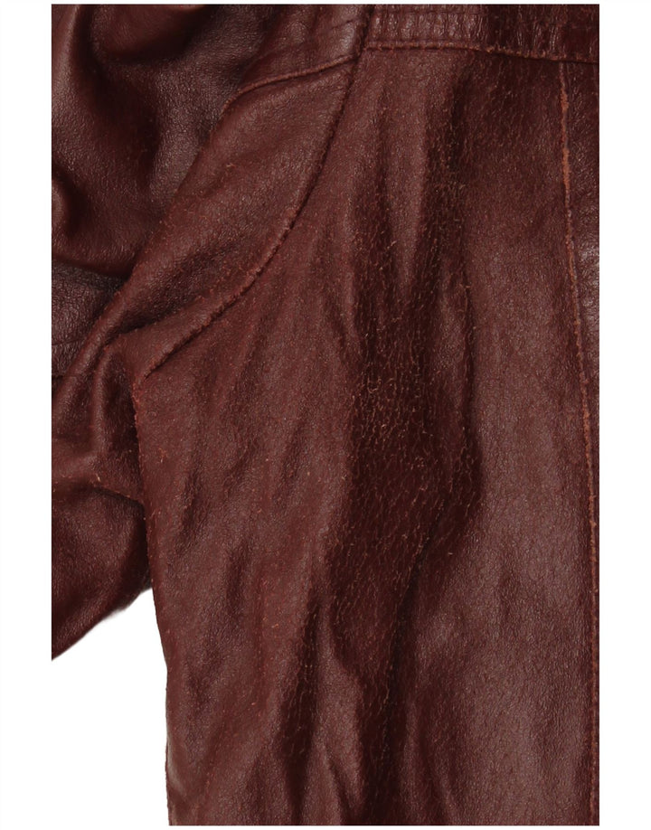 VINTAGE Herre 4-knaps læderblazerjakke IT 50 Large Burgundy Læder