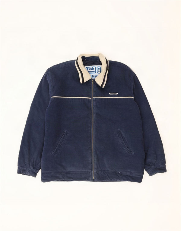Fishbone Herre grafisk fløjlsjakke UK 42 XL Marineblå Colourblock Bomuld