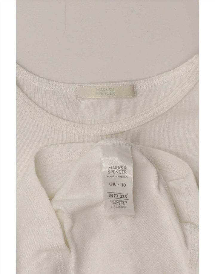Marks & Spencer Dametop Langærmet UK 10 Small White Bomuld