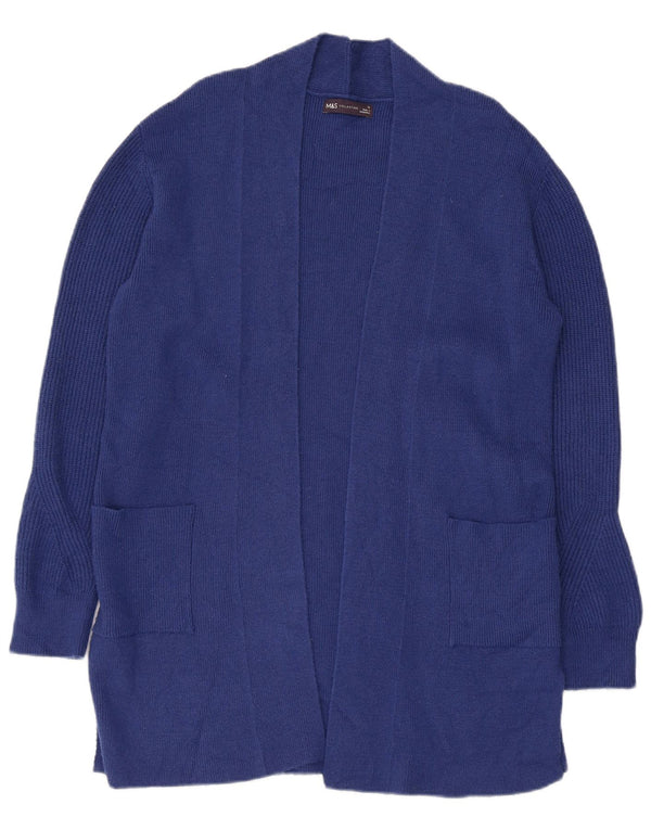 Marks & Spencer Dame Longline Åben Cardigan Sweater UK 12 Medium Blue