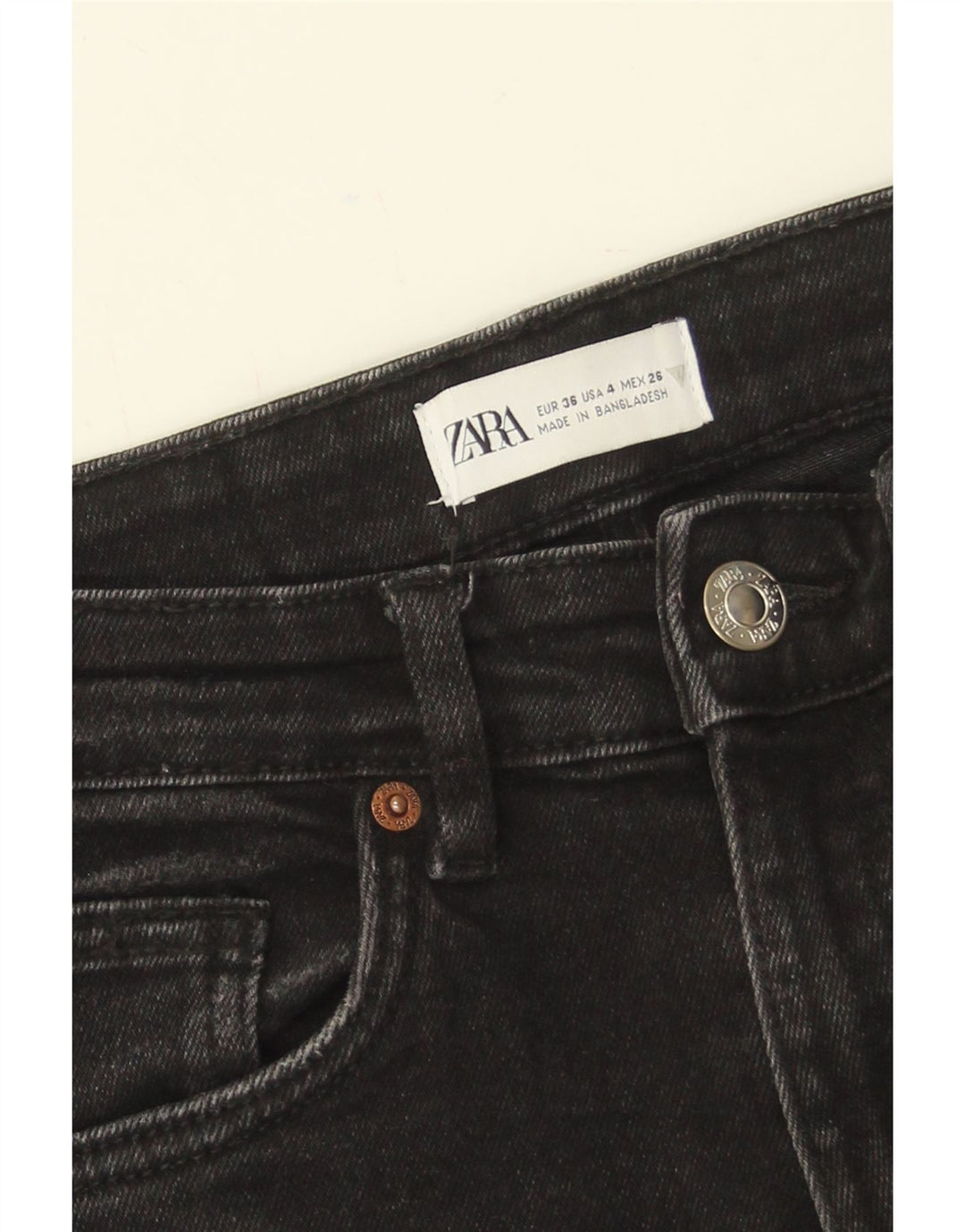 ZARA Dame Skinny Jeans EU 36 XS W26 L25 Sort Bomuld