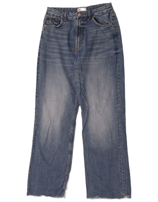 Zara Dame Højtaljede Løse Jeans EU 42 Large W32 L32 Blå