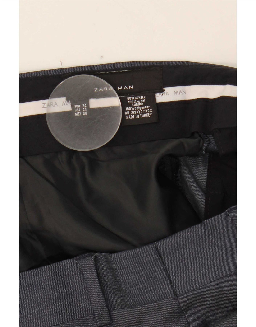 Zara Straight Suit Bukser til mænd W44 L31 Marineblå Uld