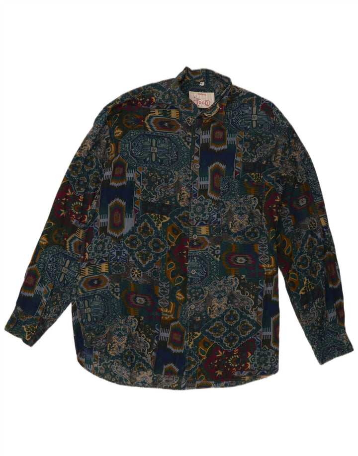 Togo Herreskjorte Stor flerfarvet Patchwork Viscose