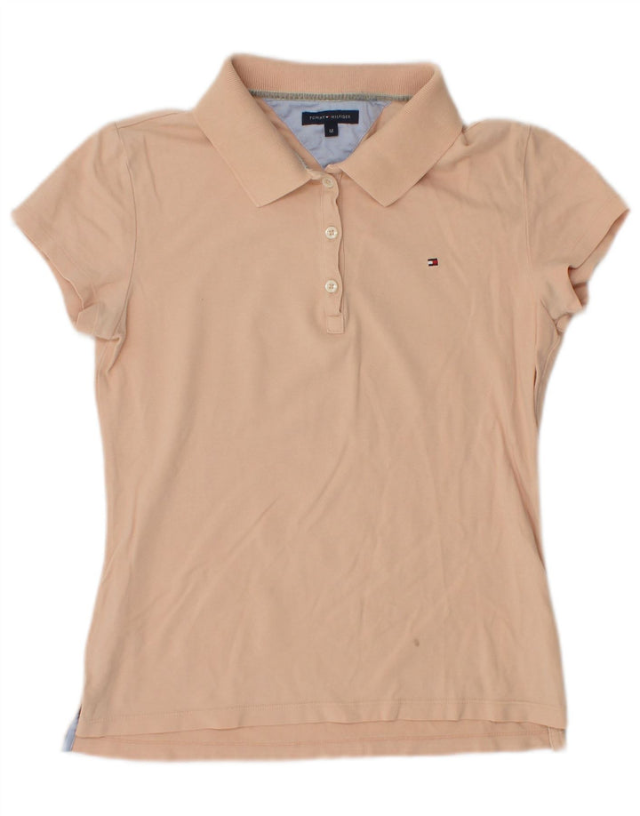 Tommy Hilfiger Dame Polo Shirt UK 12 Medium Orange