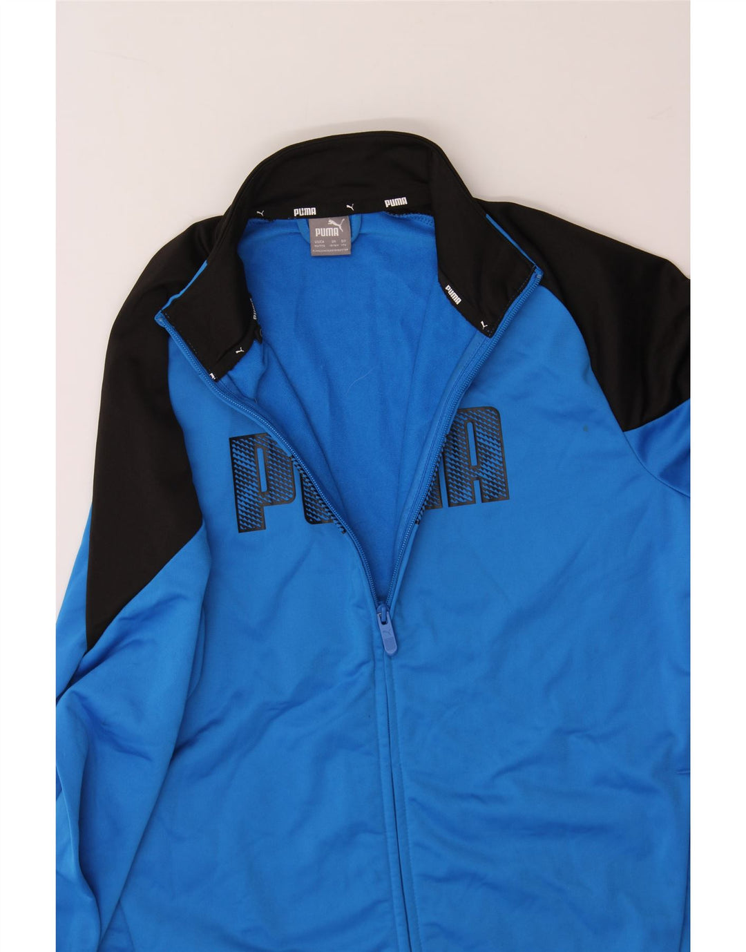 PUMA Boys Graphic Tracksuit Top Jacket 15-16 Years Blue Colourblock Vintage Puma and Second-Hand Puma from Messina Hembry 