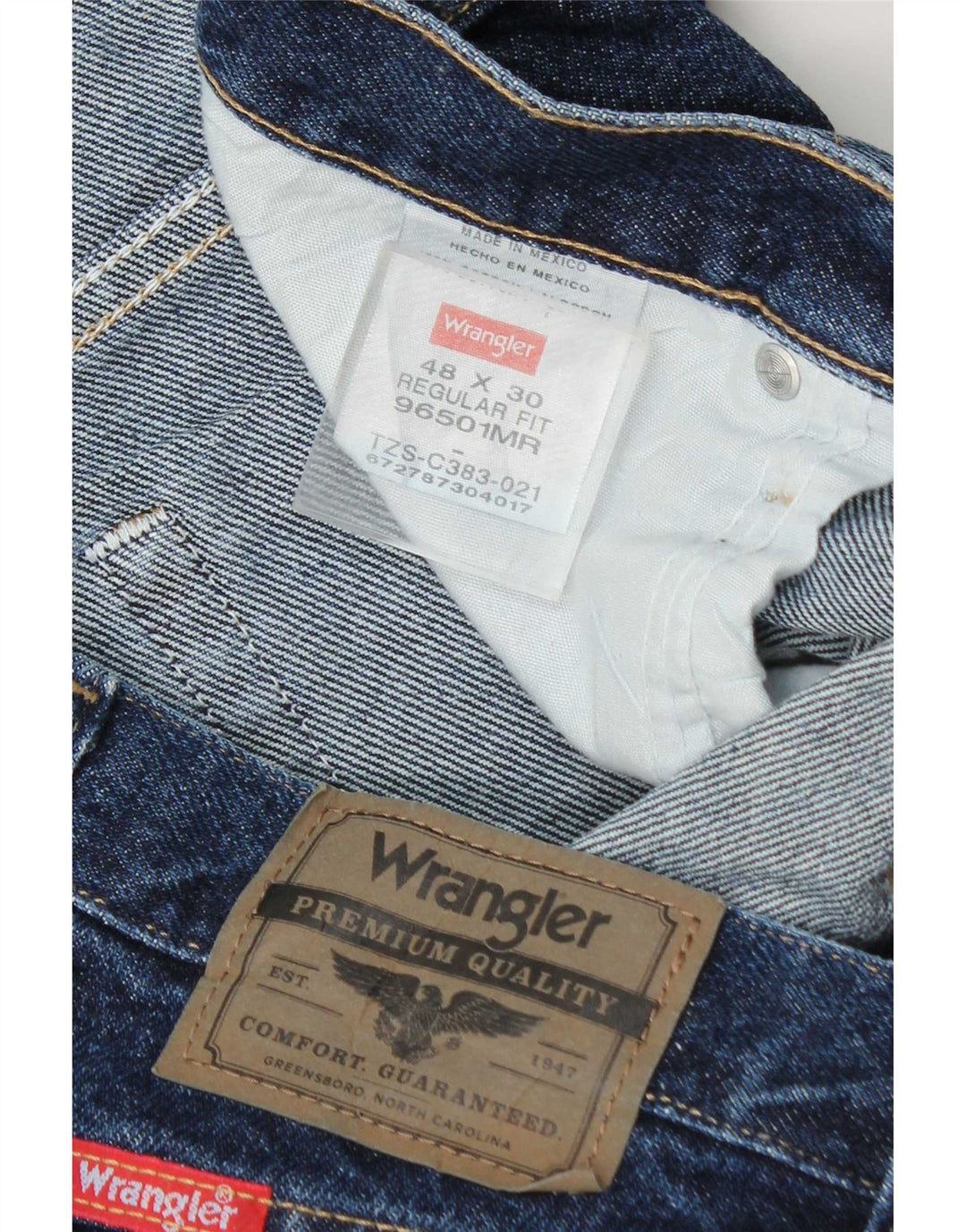 Wrangler Herre Regular Fit Straight Jeans W48 L30 Blå Bomuld