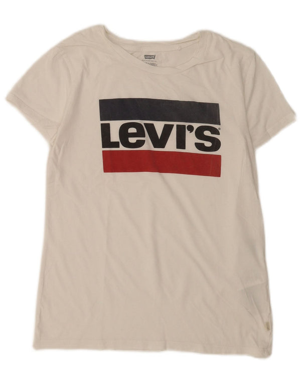 Levi's Grafisk T-shirt top til kvinder UK 6 XS hvid bomuld