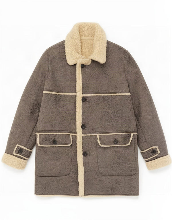 Zara Herre Sherpa Overfrakke UK 44 2XL Grå