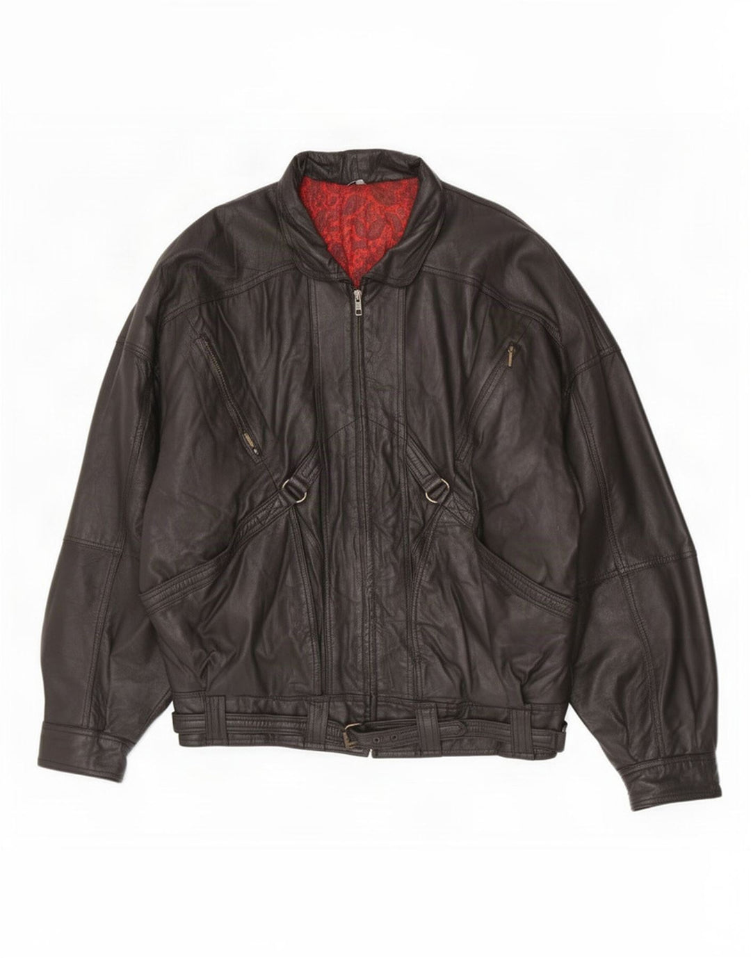 Vintage herre læderjakke IT 52 XL Sort